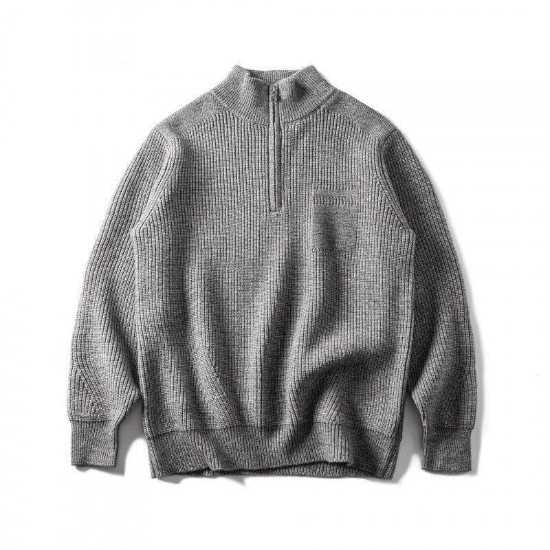 Unisex Grobgestrickter Halbzip‑Pullover mit Troyerkragen und Brusttasche Shop Nory