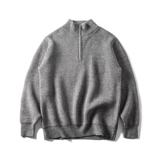 Unisex Grobgestrickter Halbzip‑Pullover mit Troyerkragen und Brusttasche Shop Nory