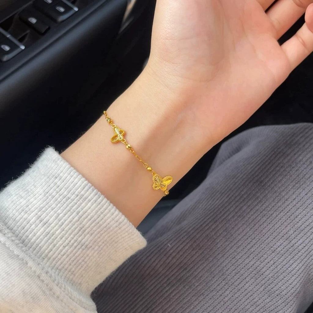 Damen Schmetterlings-inspiriertes Goldkette Armband Shop Nory