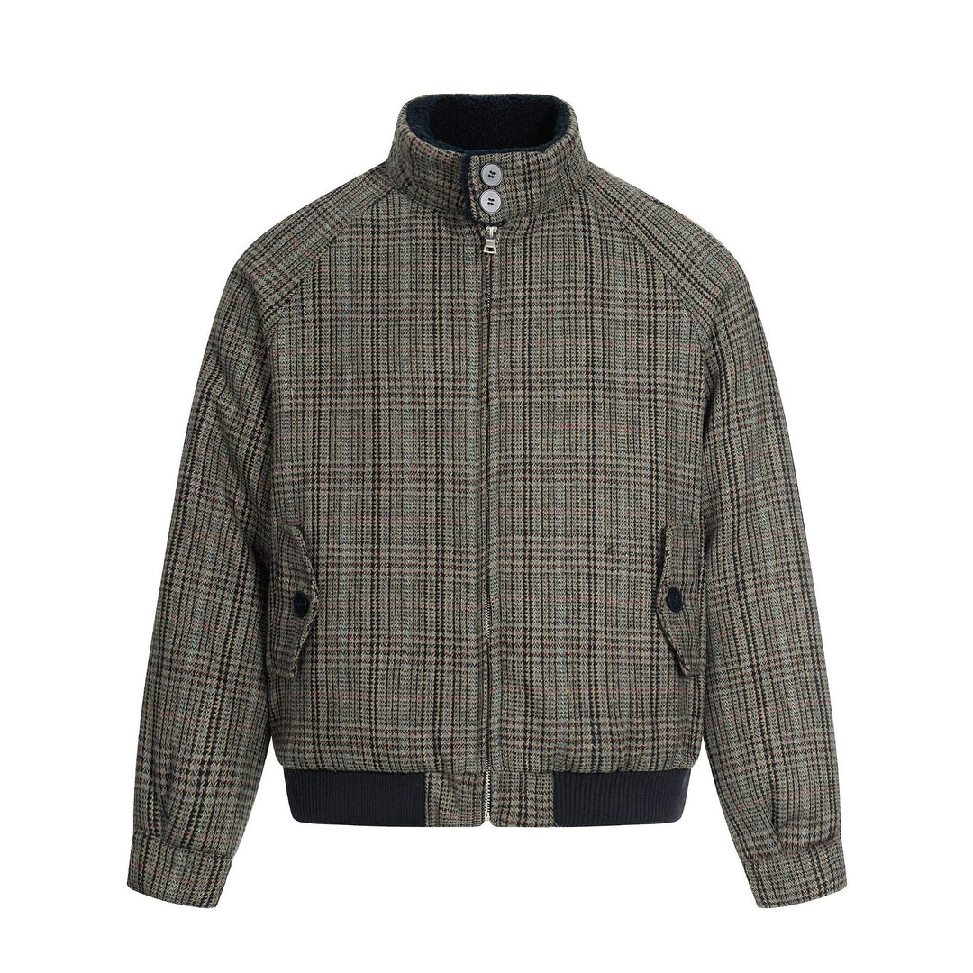 Herren Kurz geschnittener Glencheck-Blouson mit Funnelkragen und Rippenbund Shop Nory