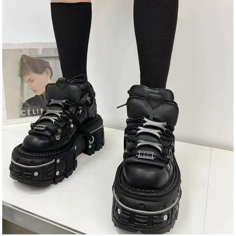 Damen Stabile High-Top Stiefel mit robuster Gummisohle