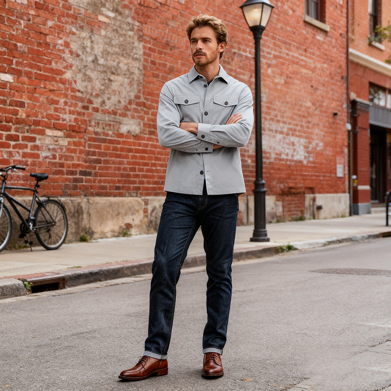 Herren Overshirt aus Baumwoll-Twill mit aufgesetzten Brusttaschen Shop Nory