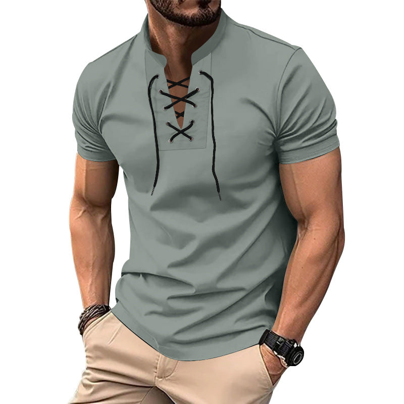 Herren lässiges Poloshirt mit Schnürung