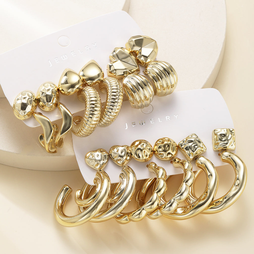 Damen Ohrringe Set mit vielfältigen Designs und kreativen Metallic-Elementen Shop Nory