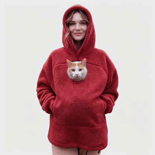 Damen Kapuzenpullover mit integrierter Katzenhöhle und extra weichem Fleece Shop Nory