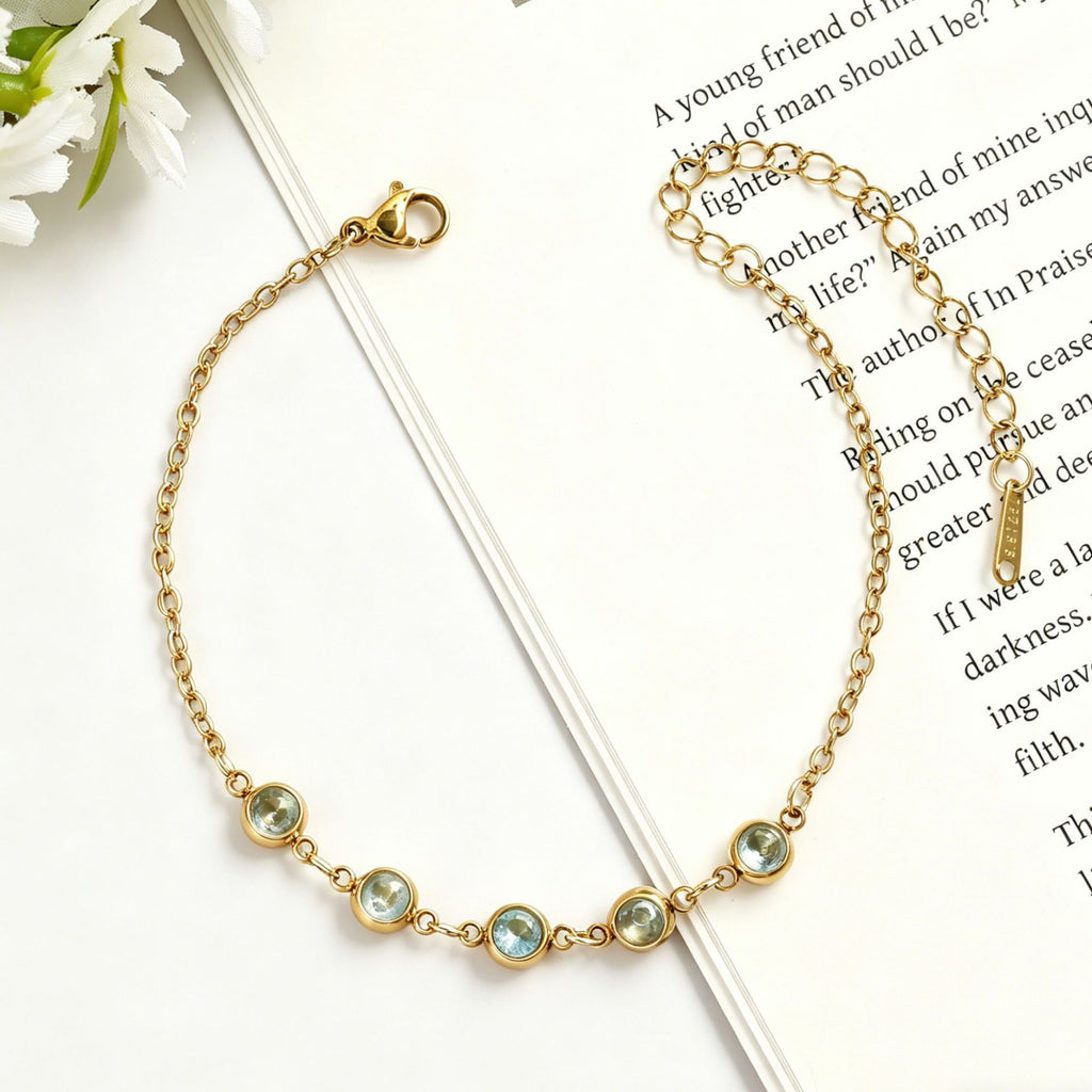 Damen Elegante Goldkette mit lila Kristallen Shop Nory