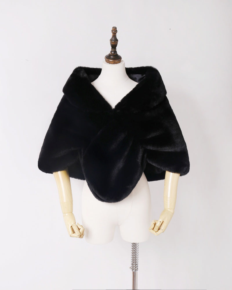 Damen elegante Kunstpelz-Schulterstola im Capelet‑Schnitt Shop Nory