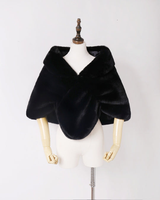 Damen elegante Kunstpelz-Schulterstola im Capelet‑Schnitt Shop Nory