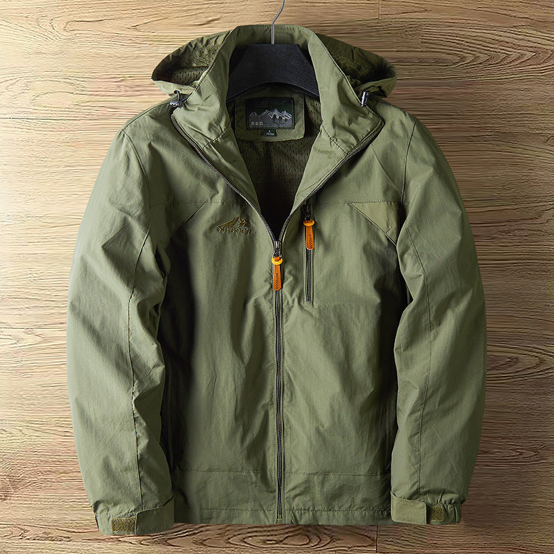 Herren Atmungsaktive wasserabweisende Outdoorjacke mit Kapuze und Reißverschluss Shop Nory