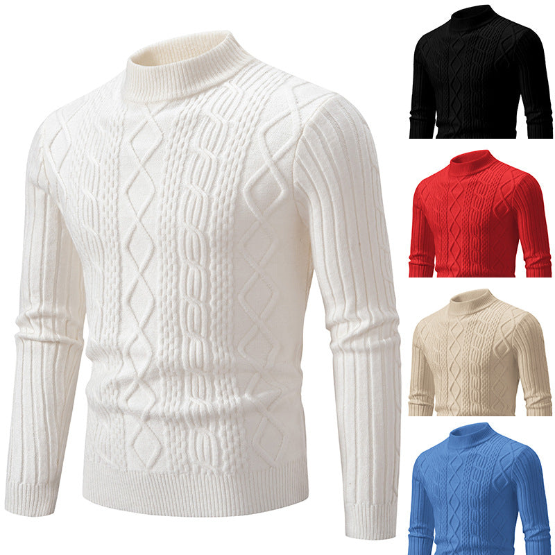 Herren Strukturierter Mockneck-Zopfstrickpullover Shop Nory