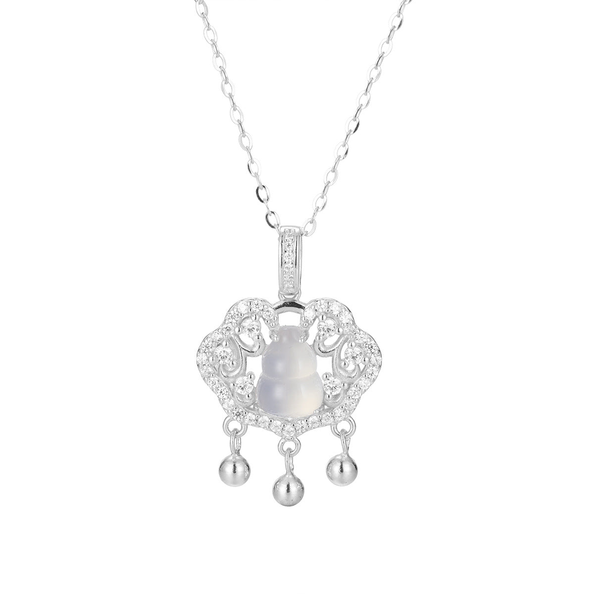 Damen Anhänger-Halskette mit kunstvollem Design und glänzenden Perlen Shop Nory
