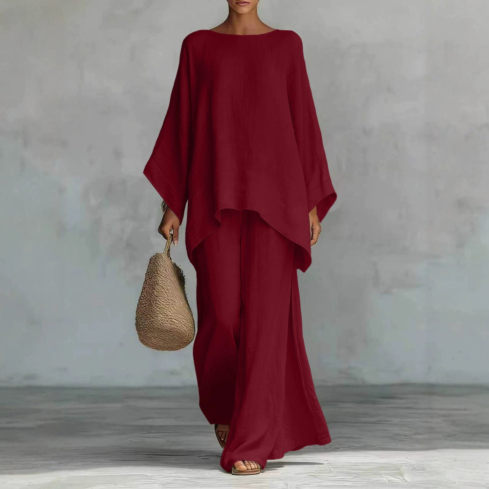 Damen Lässiges Oversize-Kaftanoberteil mit weiten Palazzohosen Shop Nory