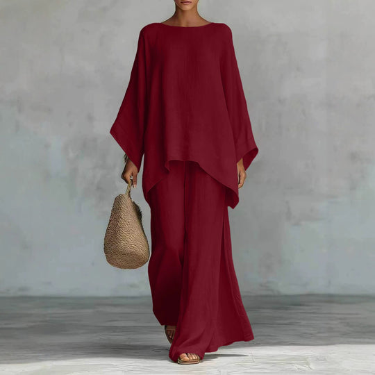 Damen Lässiges Oversize-Kaftanoberteil mit weiten Palazzohosen Shop Nory