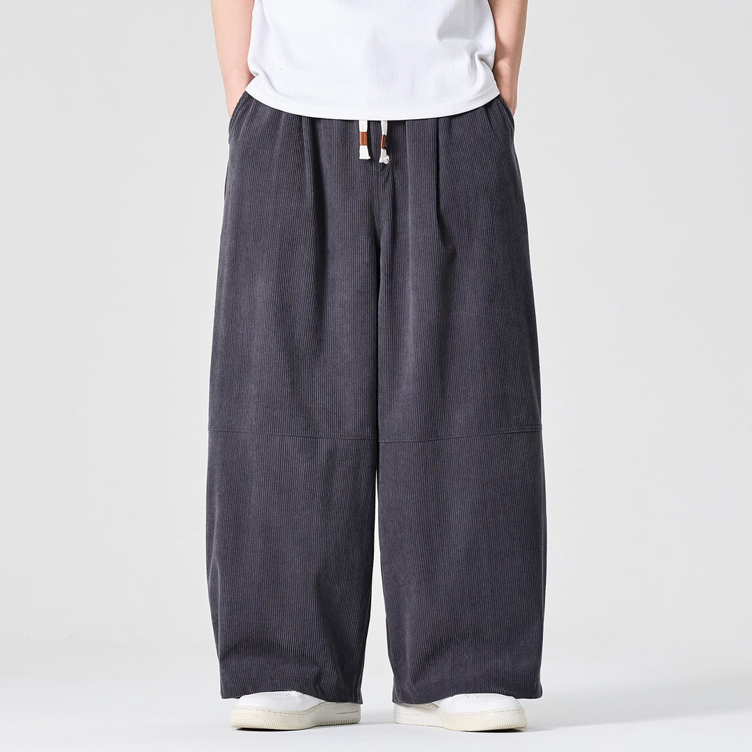 Herren Weite Cordhose im Palazzo-Schnitt mit Elastikbund und Tunnelzug Shop Nory