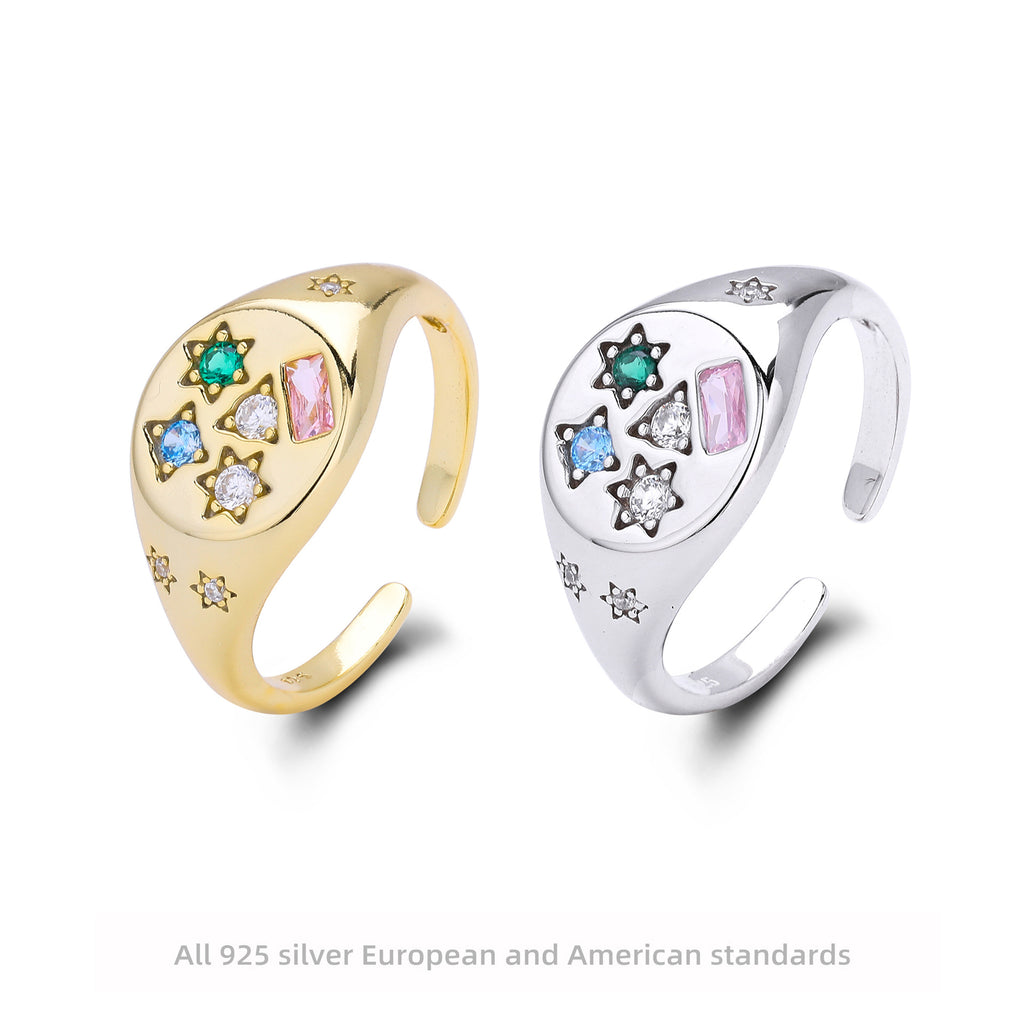 Damen Ring mit funkelnden Zirkon-Akzenten im kreativen Sternendesign Shop Nory