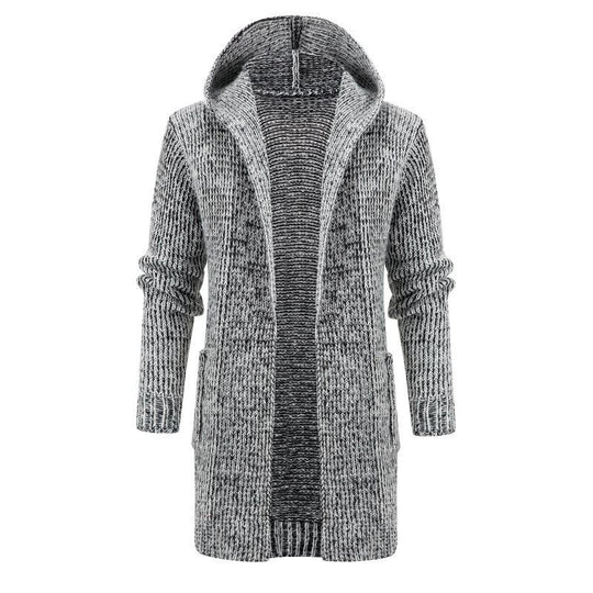 Damen Langer Kapuzen‑Strickcardigan mit tiefer Rippenstruktur und aufgesetzten Taschen Shop Nory