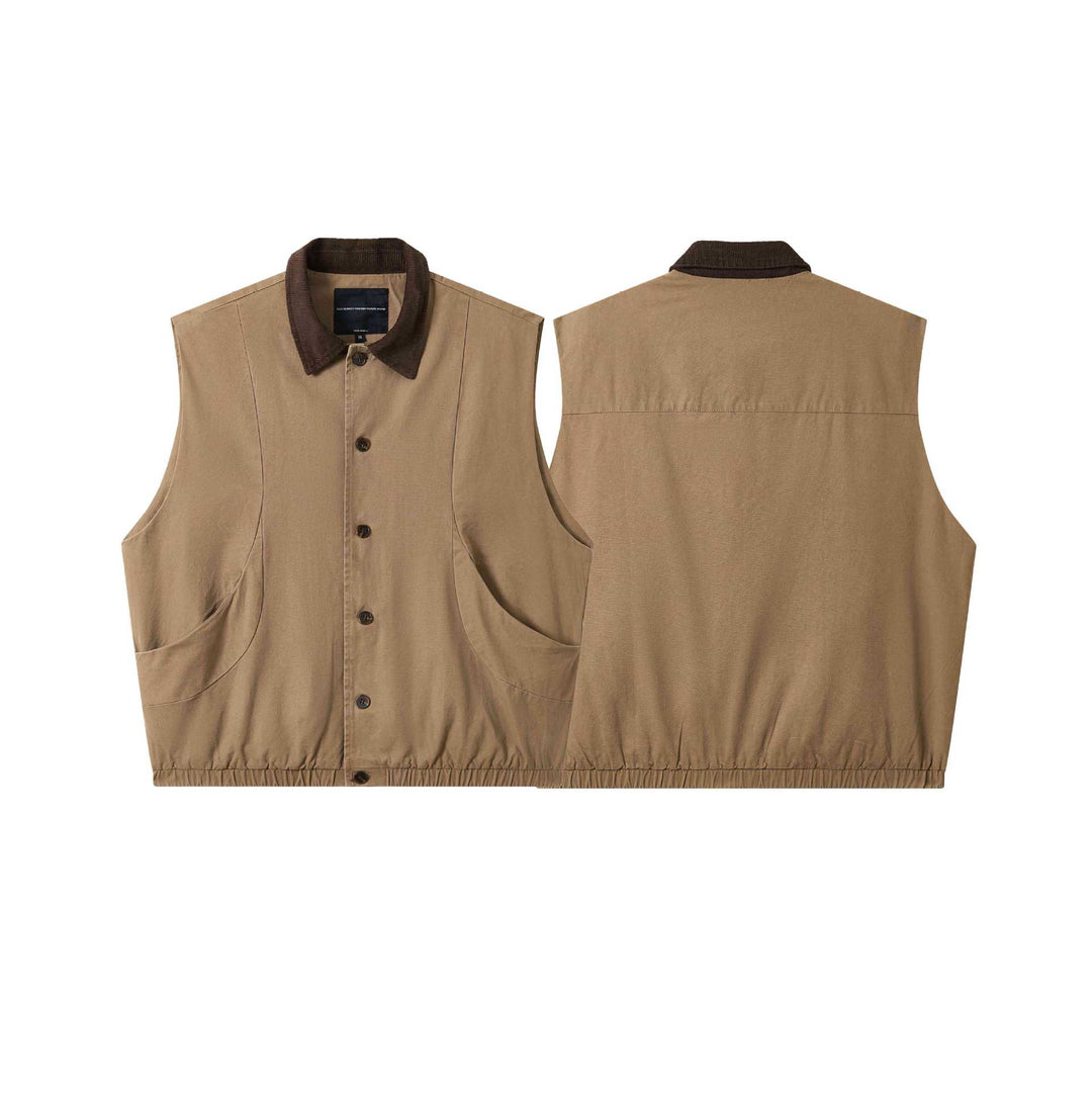 Herren Utilitaristische Weste mit Cordkragen und großzügigen Taschen Shop Nory