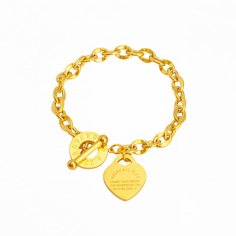 Damen Charm-Armband mit Herzanhänger und graviertem Spruch Shop Nory