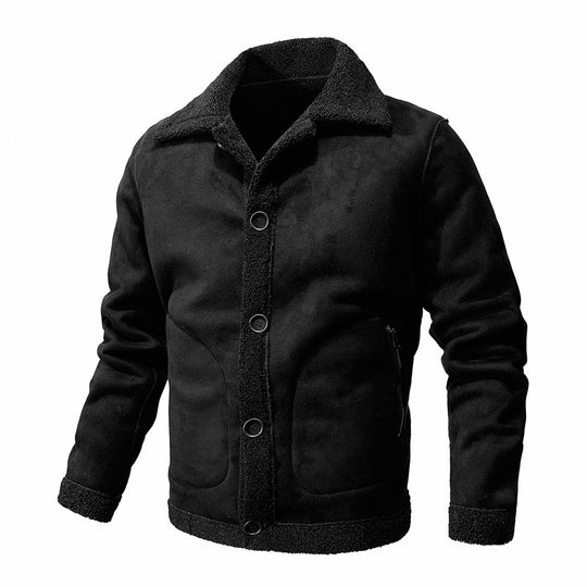 Herren Lammfell-inspirierte Teddy-Fleece Jacke mit Knopfleiste und Reißverschlusstaschen Shop Nory