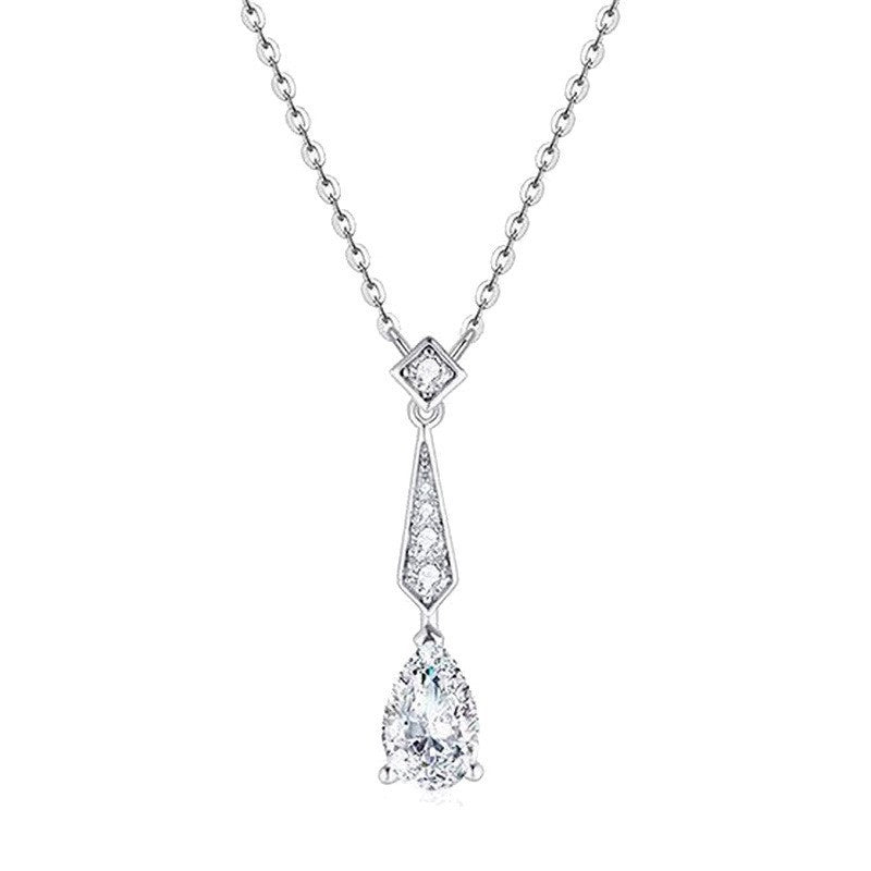 Damen Halskette mit funkelndem Tropfenanhänger und eleganter Zierkette Shop Nory