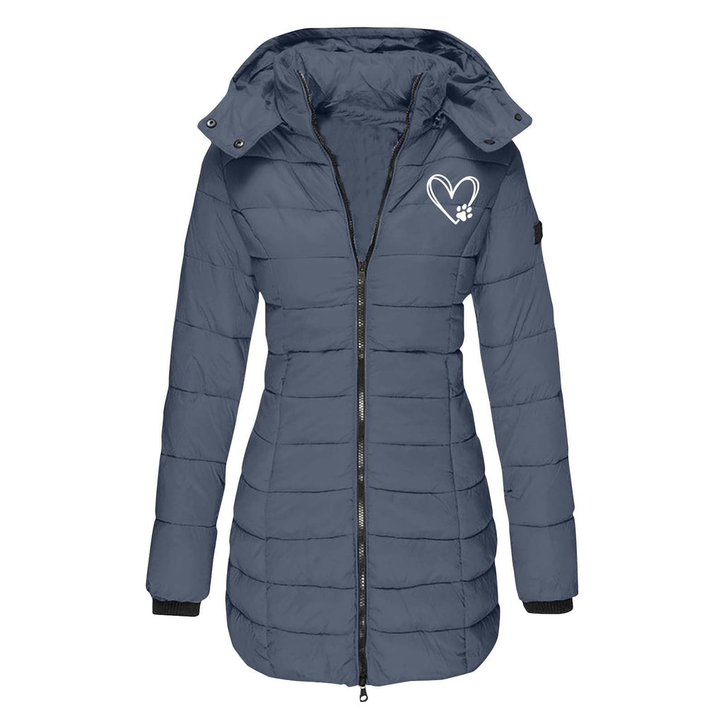 Damen gesteppte Winterjacke mit abnehmbarer Kapuze ShopNory