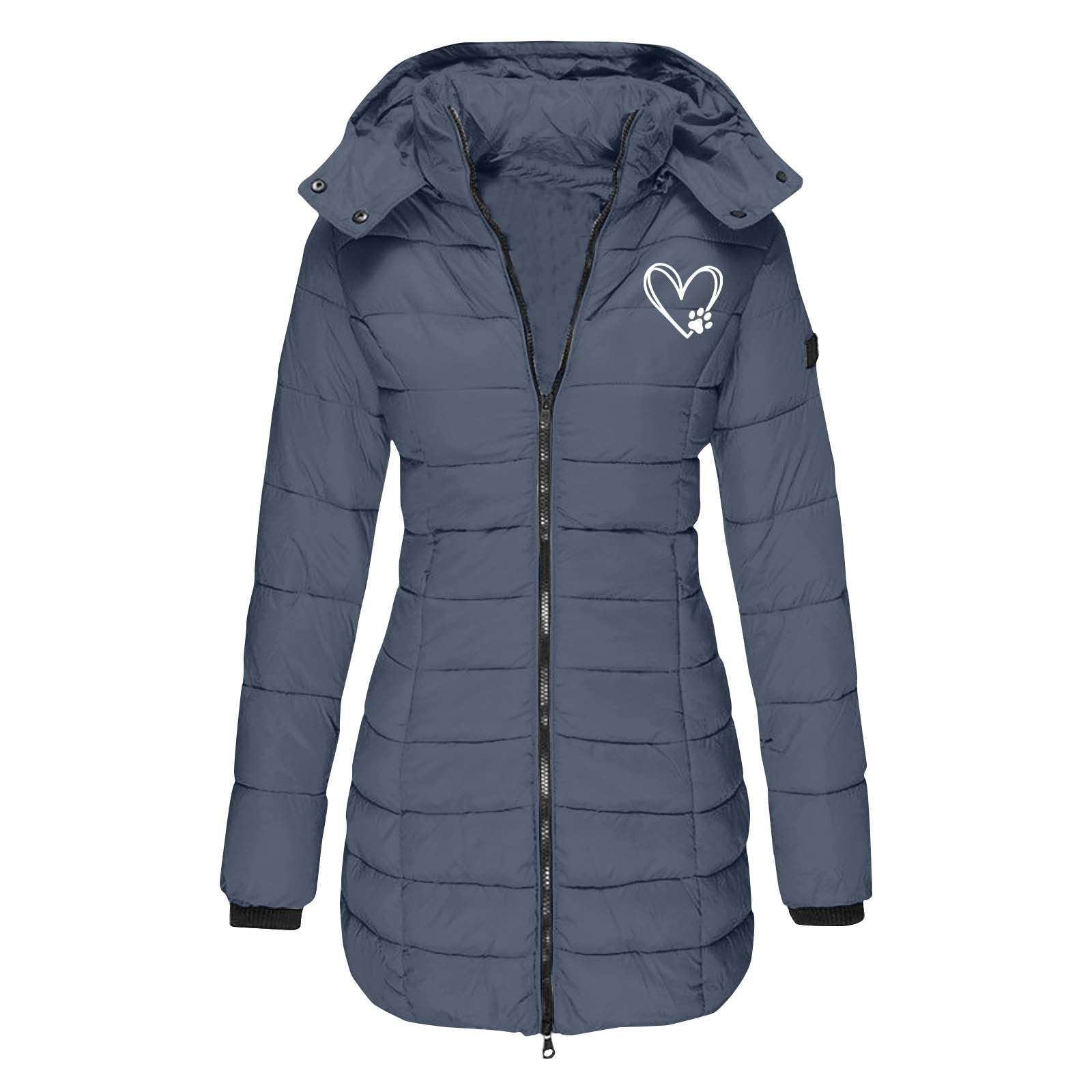 Damen gesteppte Winterjacke mit abnehmbarer Kapuze ShopNory