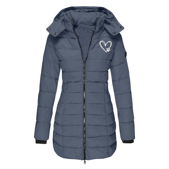 Damen gesteppte Winterjacke mit abnehmbarer Kapuze ShopNory