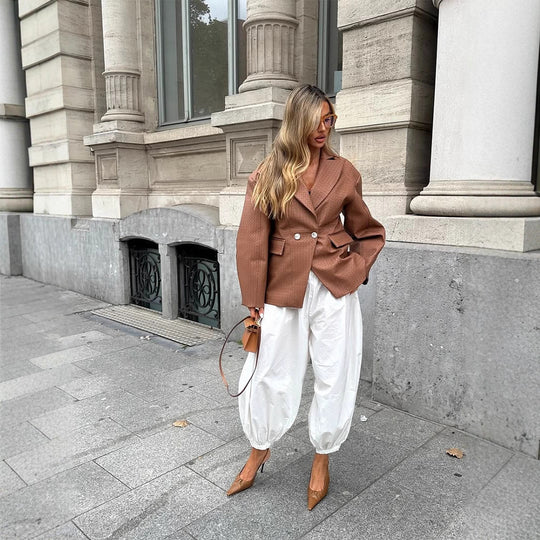 Damen Boxy-Blazer mit taillierter Drapierung und strukturierter Lederimitat-Optik Shop Nory