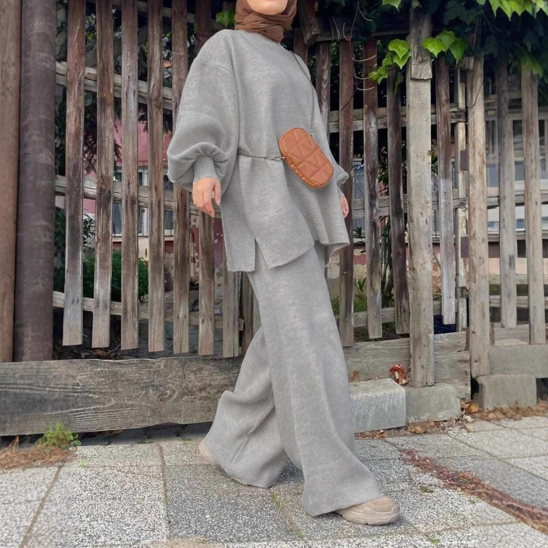 Damen Oversize-Strickset mit Ballonärmeln & weitem Palazzo-Hosenbein Shop Nory