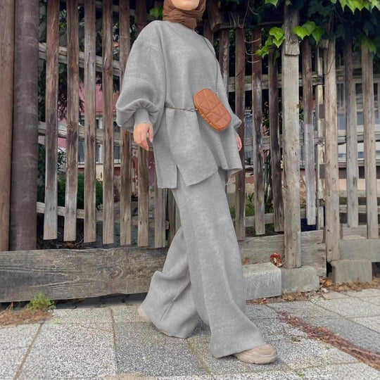 Damen Oversize-Strickset mit Ballonärmeln & weitem Palazzo-Hosenbein Shop Nory