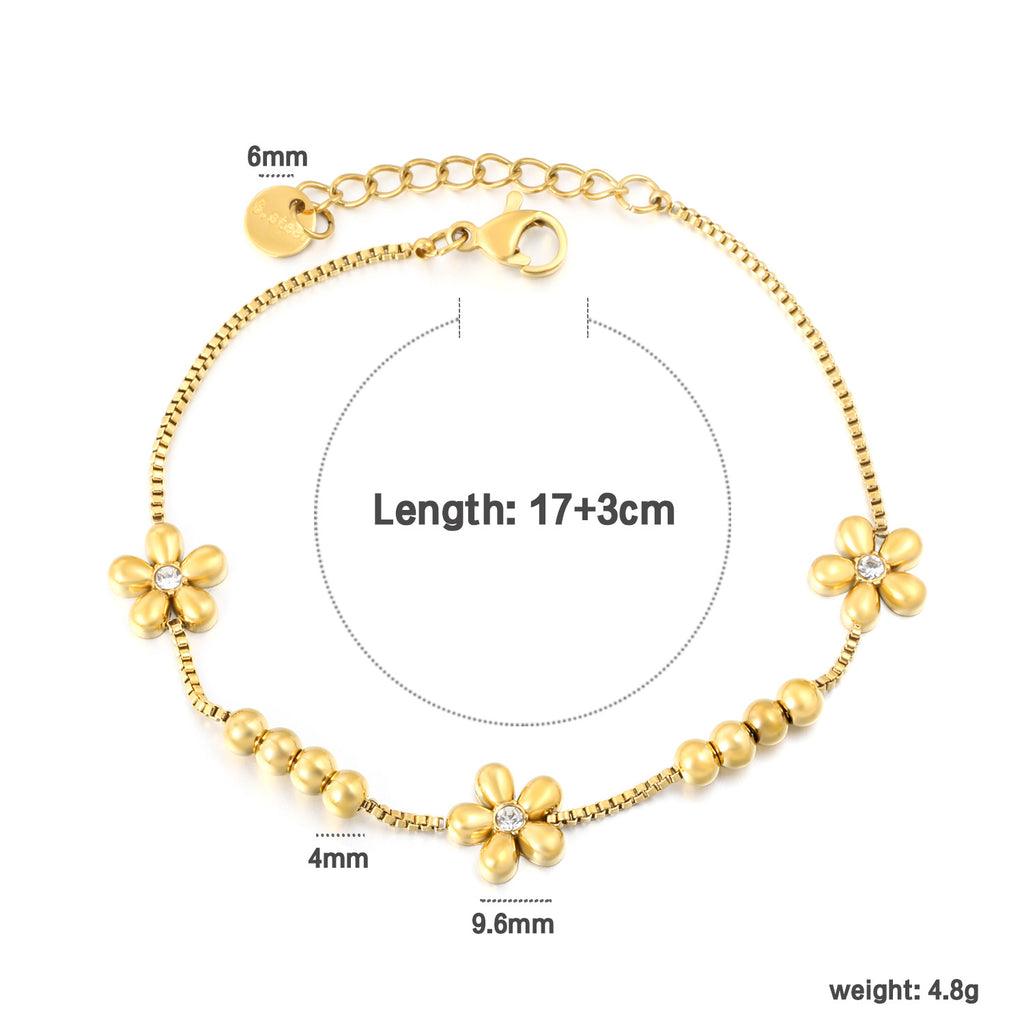 Damen zartes Armband mit floralen Elementen und funkelnden Akzenten Shop Nory
