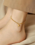 Damen zarte goldene Kettenknöchelband mit Charm Shop Nory