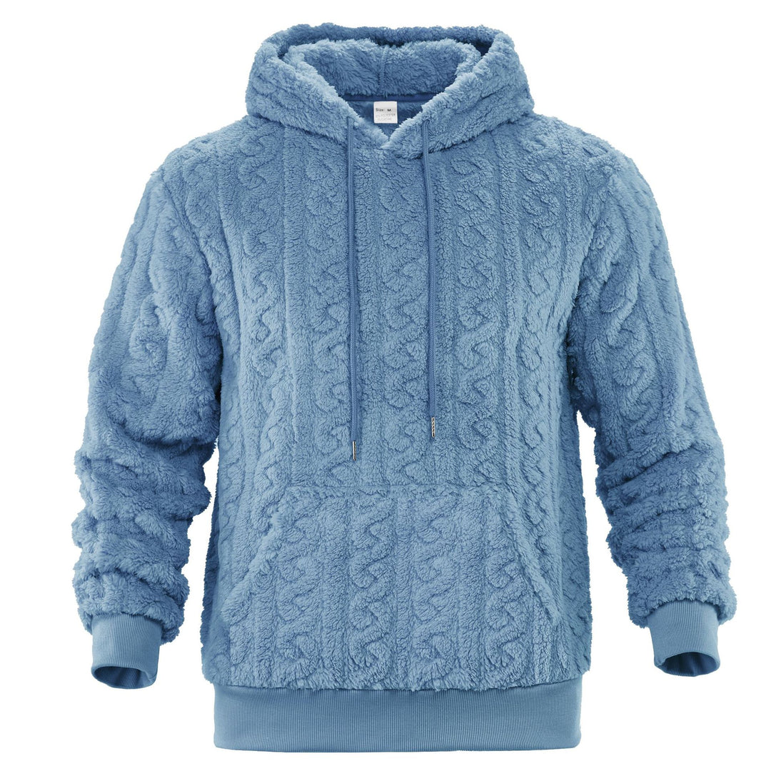 Herren Sherpa-Kapuzenpullover mit Zopfmuster, Kängurutasche und Rippbündchen Shop Nory