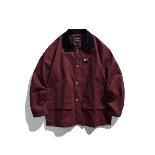 Herren Canvas-Chorejacke mit Cordkragen und Druckknopffront Shop Nory