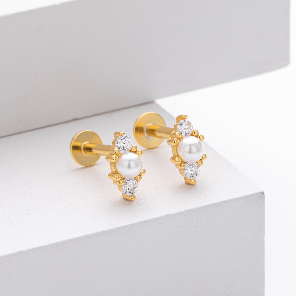 Damen Ohrstecker mit luxuriösen Zirkon- und Perlenakzenten aus hochwertigem 925 Sterling Silber Shop Nory