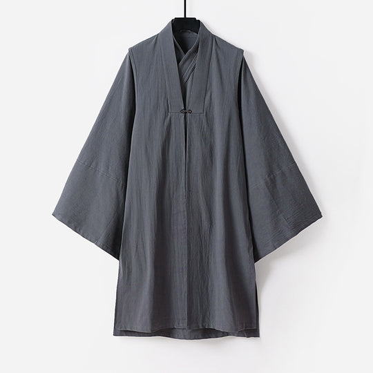 Unisex Asiatisch inspirierte Oversize-Kimono-Jacke mit Trompetenärmeln und kleinem Knebelverschluss Shop Nory