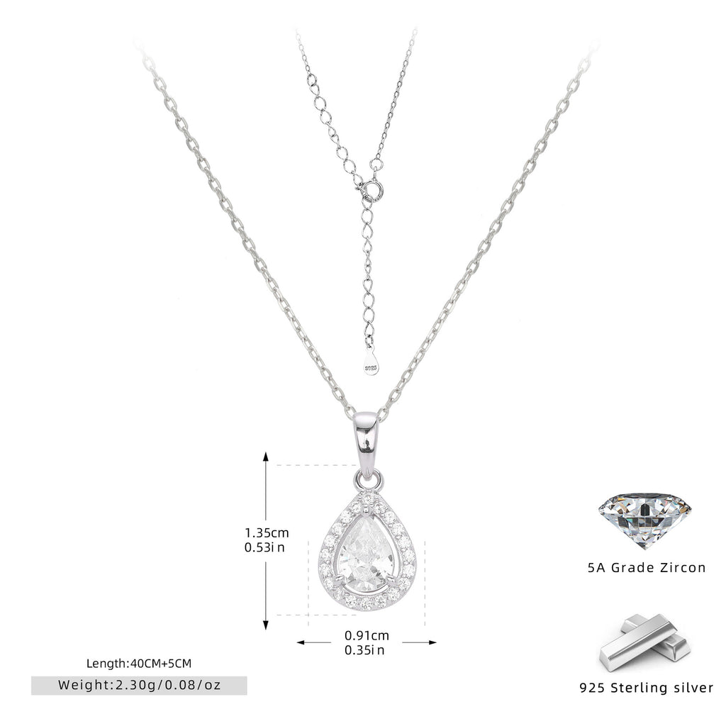 Damen Halskette mit tropfenförmigem Zirkonanhänger aus 925 Sterlingsilber und elegantem Design Shop Nory