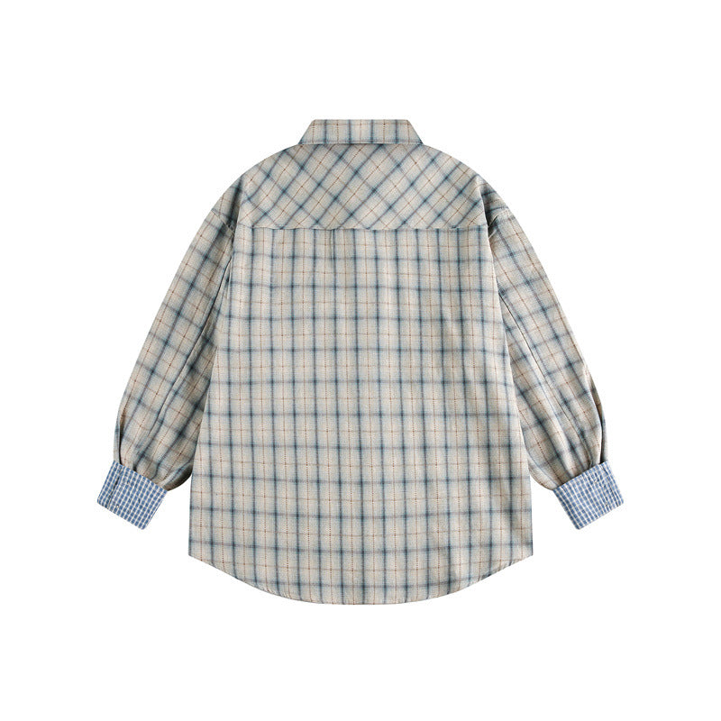 Unisex Oversize Hemdjacke im Karomuster mit asymmetrischer Brusttasche und Kontrastmanschetten Shop Nory