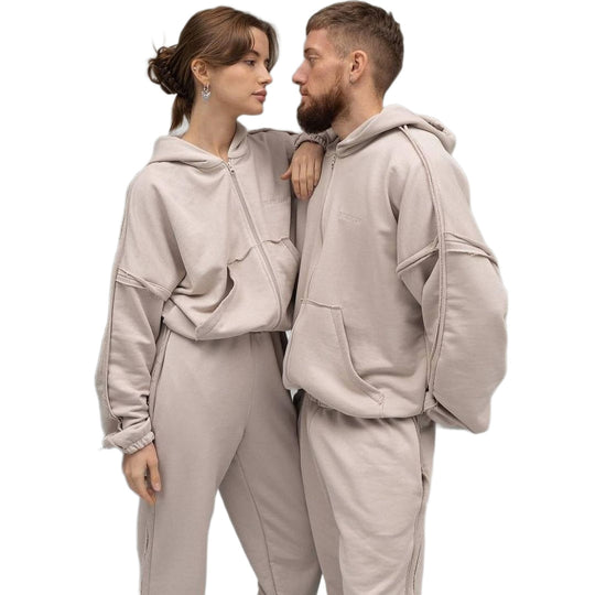 Unisex Oversize Hoodie-Set aus weichem Fleece mit Reißverschluss und Jogginghose Shop Nory