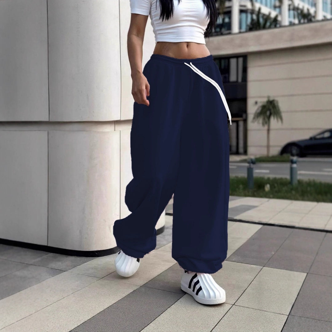 Damen nan weite Baggy-Jogginghose mit hohem Komfortbund, Kordelzug und elastischen Knöchelbündchen Shop Nory