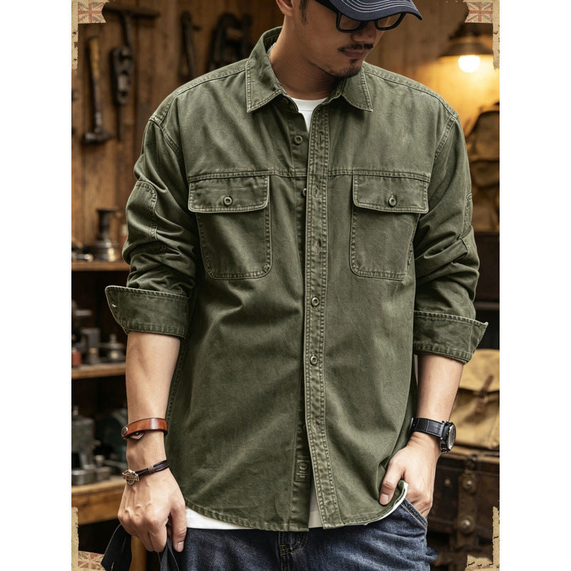 Herren Baumwoll-Utility-Overshirt mit Pattentaschen Shop Nory
