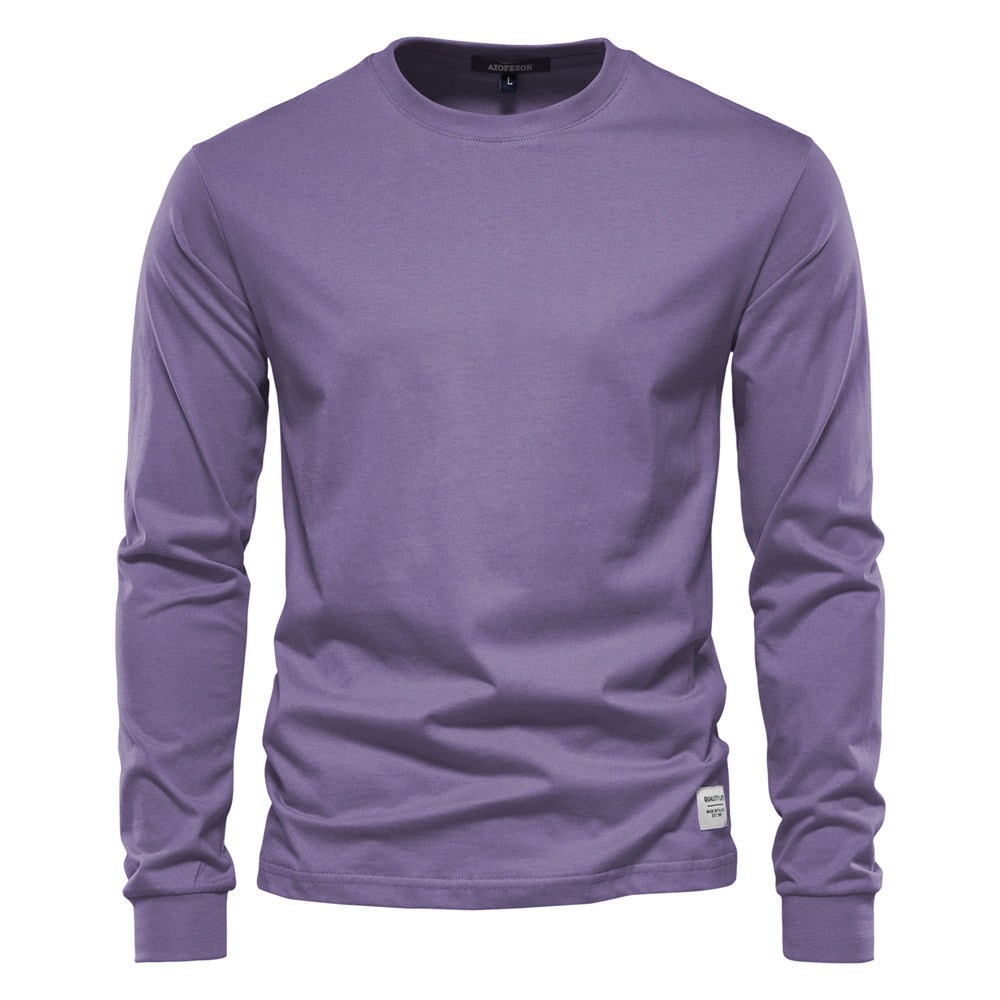 Herren nan klassisches langärmliges Baumwollshirt mit Rundhalsausschnitt und elastischen Bündchen