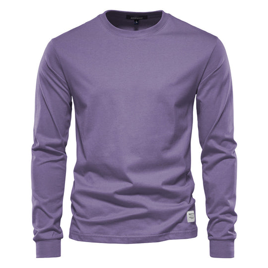 Herren nan klassisches langärmliges Baumwollshirt mit Rundhalsausschnitt und elastischen Bündchen