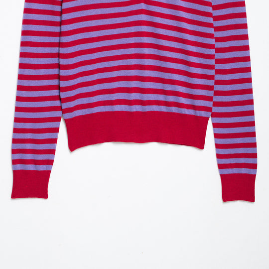 Damen Gestreifter Cropped-Polo-Cardigan aus Feinstrick mit Knopfleiste Shop Nory