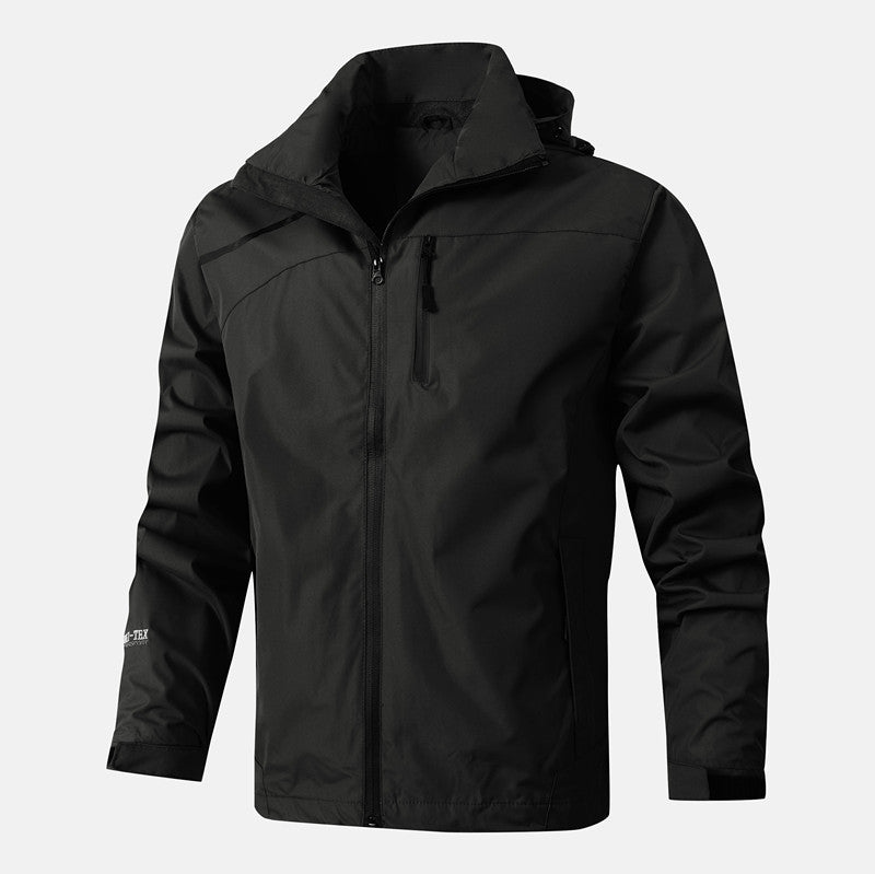 Herren Atmungsaktive wasserdichte Softshelljacke mit nahtversiegelter Membran und verstaubarer Kapuze Shop Nory