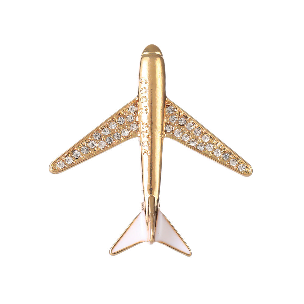 Elegante Flugzeugbrosche mit Kristallbesatz und Sicherem Nadelverschluss