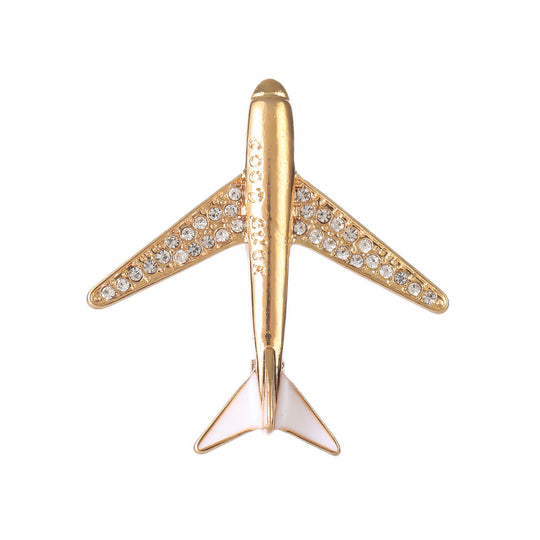 Elegante Flugzeugbrosche mit Kristallbesatz und Sicherem Nadelverschluss