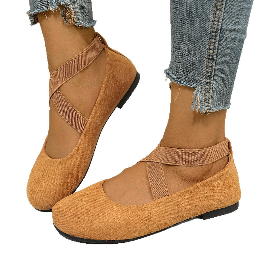Damen Stylish Ballerinas mit elastischem Kreuzriemen und atmungsaktivem Obermaterial
