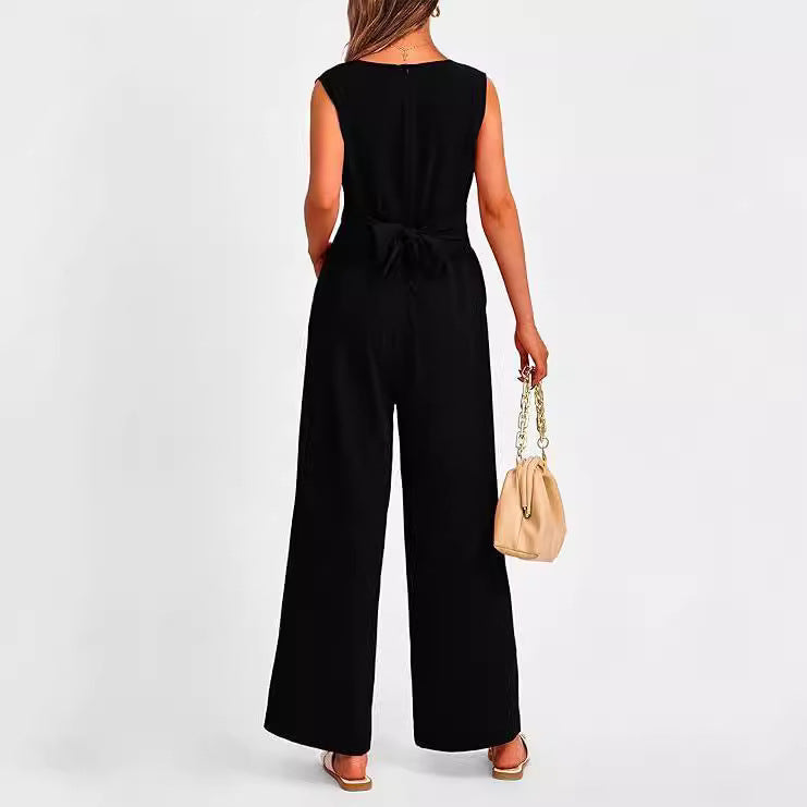 Damen Eleganter Jumpsuit mit taillierter Silhouette und V-Ausschnitt