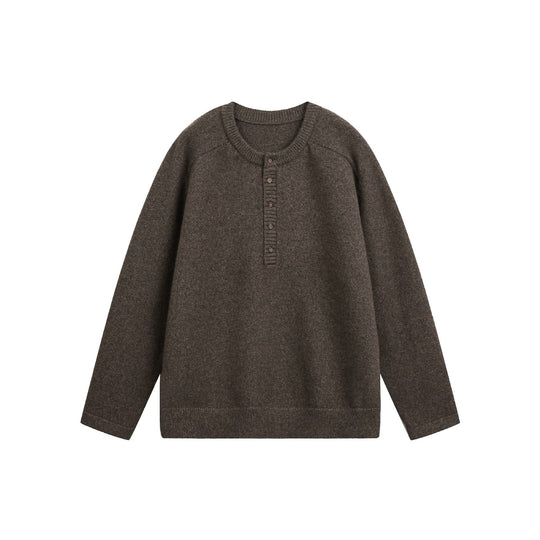 Damen Grobstrick-Henley-Pullover im Oversize-Schnitt mit Knopfleiste Shop Nory